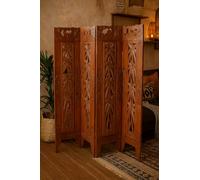Marblechic - Paravento in Legno Teak Intagliato a Mano da 160x150h - Stile Etnico Balinese