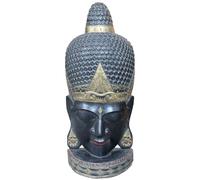 Marblechic - Testa di Buddha in Legno Intagliato a Mano - 50x24x110h cm - Artigianato Indonesiano - Solo 2 Pezzi Disponibili