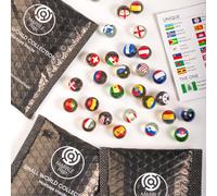 MARBLEFLAGS 30 Paesi | Collezione di Biglie di Cristallo con Bandiere Paese | 3 Confezioni x 10 Biglie Casuali