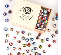 MARBLEFLAGS - Collezione completa di 115 biglie Small World Collection | Bandiere del Mondo | 16 mm Ideale per Circuiti e Corse di Marmi