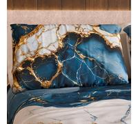 MARBLELIZED - Coppia Federe Cuscino Letto 50x80 Stampate Fronte/Retro, Federe Copricuscini, Coppia Federe Eleganti Effetto Marmo Blu, Idea Regalo, 100% Made in Italy