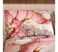 MARBLELIZED - Coppia Federe Cuscino Letto 50x80 Stampate Fronte/Retro, Federe Copricuscini, Coppia Federe Eleganti Effetto Marmo Rosa, Idea Regalo, 100% Made in Italy