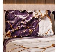MARBLELIZED - Coppia Federe Cuscino Letto 50x80 Stampate Fronte/Retro, Federe Copricuscini, Coppia Federe Eleganti Effetto Marmo Viola, Idea Regalo, 100% Made in Italy