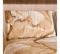 MARBLELIZED - Coppia Federe Cuscino Letto 50x80 Stampate Fronte/Retro, Federe Copricuscini, Coppia Federe Eleganti Effetto Marmo Beige, Idea Regalo, 100% Made in Italy