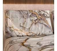 MARBLELIZED - Coppia Federe Cuscino Letto 50x80 Stampate Fronte/Retro, Federe Copricuscini, Coppia Federe Eleganti Effetto Marmo Grigio Chiaro, Idea Regalo, 100% Made in Italy