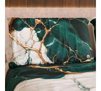 MARBLELIZED - Coppia Federe Cuscino Letto 50x80 Stampate Fronte/Retro, Federe Copricuscini, Coppia Federe Eleganti Effetto Marmo Ottanio, Idea Regalo, 100% Made in Italy