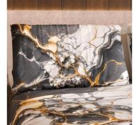 MARBLELIZED - Coppia Federe Cuscino Letto 50x80 Stampate Fronte/Retro, Federe Copricuscini, Coppia Federe Eleganti Effetto Marmo Grigio Scuro, Idea Regalo, 100% Made in Italy