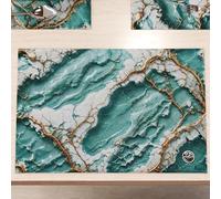 MARBLELIZED - Tovagliette Americane Lavabili, Tovaglietta in Tessuto Effetto Marmo Azzurro, Set da 6 (30x45 cm) - Eleganti, Ideali per Colazione, Pranzo e Cena, Idea Regalo, 100% Made in Italy