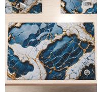 MARBLELIZED - Tovagliette Americane Lavabili, Tovaglietta in Tessuto Effetto Marmo Blu, Set da 6 (30x45 cm) - Eleganti, Ideali per Colazione, Pranzo e Cena, Idea Regalo, 100% Made in Italy