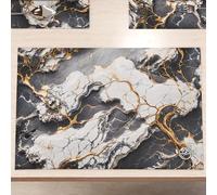 MARBLELIZED - Tovagliette Americane Lavabili, Tovaglietta in Tessuto Effetto Marmo Grigio Scuro, Set da 6 (30x45 cm) - Eleganti, Ideali per Colazione, Pranzo e Cena, Idea Regalo, 100% Made in Italy