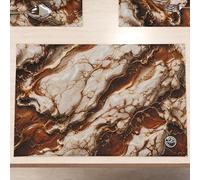 MARBLELIZED - Tovagliette Americane Lavabili, Tovaglietta in Tessuto Effetto Marmo Marrone, Set da 6 (30x45 cm) - Eleganti, Ideali per Colazione, Pranzo e Cena, Idea Regalo, 100% Made in Italy