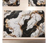 MARBLELIZED - Tovagliette Americane Lavabili, Tovaglietta in Tessuto Effetto Marmo Nero e Bianco, Set da 6 (30x45 cm) - Eleganti, Ideali per Colazione, Pranzo e Cena, Idea Regalo, 100% Made in Italy