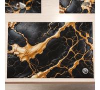 MARBLELIZED - Tovagliette Americane Lavabili, Tovaglietta in Tessuto Effetto Marmo Nero, Set da 6 (30x45 cm) - Eleganti, Ideali per Colazione, Pranzo e Cena, Idea Regalo, 100% Made in Italy