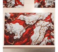 MARBLELIZED - Tovagliette Americane Lavabili, Tovaglietta in Tessuto Effetto Marmo Rosso, Set da 2 (30x45 cm) - Eleganti, Ideali per Colazione, Pranzo e Cena, Idea Regalo, 100% Made in Italy