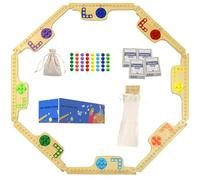 Marbles And Jokers Game Pegs And Jokers for 2-8 Players Pegs Board Game Full Size Wooden for Family Friends with 8 Colors 40 Marbles 4 Boxes Card (Log)