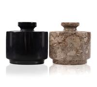 MARBLOUS KRAFTS Distributore di sale in marmo con coperchio, 7,6 cm, nero e oceanico, decorazione per la casa, contenitori ideali per zucchero e sale da cucina
