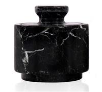 MARBLOUS KRAFTS Saliera in marmo con coperchio, 7,6 cm contenitore per sale | Contenitore per condimenti fatto a mano, Nero zebrato, ideale in cucina come zuccheriera, portaspezie e saliera