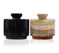 MARBLOUS KRAFTS Salina in marmo bianco e nero, 99,2 g, scatola portagioie e vasetti per condimenti, 7,6 x 7,6 cm, decorazione da cucina per bancone Mason sale e pepe ciotole per sale, porta burro