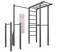 Marbo Sport Barre da Parete con Barra per trazioni, Supporto per Sacco da Boxe e Barre Dip (Lunghe) MO-Z5, Outdoor, Struttura Stabile Verniciata a Polvere, capacità di carico Fino a 110 kg,