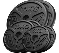 Marbo Sport - Set Pesi - Pesi Bilanciere - Set Olimpionico in Ghisa per Allenamento Sicuro e Preciso, Massima Capacità Sulla Barra - 60kg - 2x15kg + 2x10kg + 2x5kg