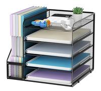 Marbrasse Organizer Scrivania,5 Livelli Porta Documenti e Accessori,Organizzatore Rete per Ufficio Casa e Scuola(Nero)