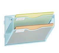 Marbrasse Supporto Documenti Parete A4, 3-Scomparti Metallo Portariviste a Muro,Porta Lettere Organizzatore Posta da Parete per Ufficio Casa (Blu)