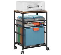 Marbrasse Supporto per Stampante con Contenitore,Carrello Grande su Ruote Organizer con Cassetti per Armadietti Portadocumenti per Stampante 3D,Telefono Cellulare,Ufficio Domestico(Marrone Rustico)