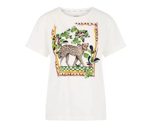 Marc Cain - Baumwoll-Shirt mit Leo-Motiv - - Tops - Donna - Bianco - M