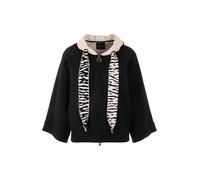 Marc Cain Cardigan con Zip e Cappuccio, Nero con Dettagli Zebrati, Stile Rethink Together (IT, Numero, 48, Regular, Regular)