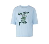 Marc Cain, ,Tops ,Donna ,Blu ,L Shirt mit Matcha-Print 'Rethink Together'