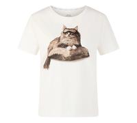 Marc Cain, ,Tops ,Donna ,Bianco ,L T-Shirt con stampa gatto