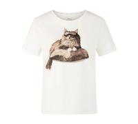 Marc Cain, ,Tops ,Donna ,Bianco ,3XL T-Shirt con stampa gatto