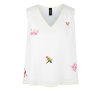 Marc Cain, ,Tops ,Donna ,Bianco ,M Top Morbido con Patch Ricamati