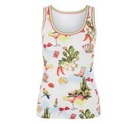 Marc Cain, ,Tops ,Donna ,Bianco ,XL Top in Ripp-Qualität mit Print