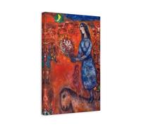 Marc Chagall Bride with Bouquet - Famous Canvas Wall Art Print 12x18inch 30x45cm (Vertical) / 1.25inch 3.175cm