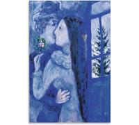 Marc Chagall《Les Amoureux Au Clair De Lune》Poster e stampe Marc Chagall Arte della parete Marc Chagall Quadro su tela per la decorazione della parete domestica 50x75cm senza cornice