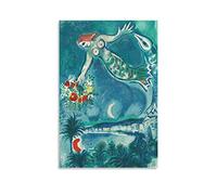 Marc Chagall - Poster su tela, motivo: sirena e pesce, da Nice and the French Riviera, decorazione da parete, camera da letto, ufficio, regalo 60 x 90 cm