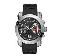 Marc Ecko E17520G1 Cronografo da uomo, in acciaio inossidabile, rotondo, funzione data/cinturino in resina PU nero, nero/nero, Cinturino