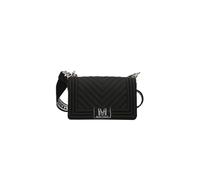 MARC ELLIS Borsa a Tracolla Flat S, Nero/Argento, PVC, 20x12.5x6.7 cm, Matelassé con Catena e Tracolla in Tessuto