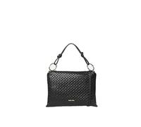 Marc Ellis New York Borsa a spalla da donna In Vera pelle Made in Italy 36x26,5x3 cm Nero e Oro