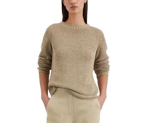 Marc OߴPolo Donna Pullover in maglia con scollo a barca slim fit, Beige (Summer Sand), L