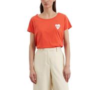Marc OߴPolo Donna T-shirt in cotone bio con scollo a barca, Rosso (Burnt Red), L