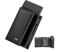 Marc Peter Portafoglio da uomo, slim wallet con portamonete e protezione RFID, in pelle, 9 scomparti per carte di credito, porta carte di credito, piccolo uomo, nero, Magnetverschluss, Casual