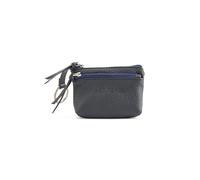 Marc Tchou, Portachiavi di alta qualità, in vera pelle, per uomo e donna, in diversi colori, con 2 scomparti, cerniera e scomparto per carte di credito, Blu mare, H7*L11