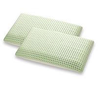 Marcapiuma - Coppia di Cuscini in Memory BIO DOUBLE ALOE modello Saponetta Forati alti ben 14 cm - Guanciale Memory Aloe Vera Ortopedico fodera protettiva 100% Cotone DISPOSITIVO MEDICO Made in Italy