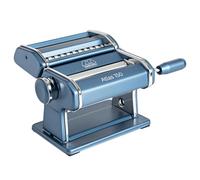 Marcato Macchina per Pasta Atlas. Sfogliatrice Manuale. Acciaio Cromato e Alluminio Anodizzato. Rivestimento Powder Blu. 20x20x15 cm. Facile da Usare, Linea Premium.