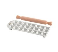 Marcato Stampo per Ravioli, Forme per Ravioli, Alluminio, Mattarello in Legno Incluso, Preparazione Facile, Design Elegante