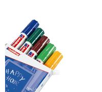Busta 5 Marcatore EDDING 4090 colori blu, verde, marrone, verde chiaro, arancio