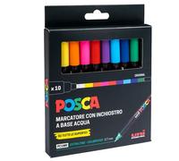 Marcatore a Tempera Uni Posca PC1M Uni-Ball - Punta Tonda - 0,7 mm - M-PC1MR-10P