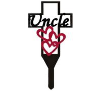 Marcatore per tomba Croce commemorativa in ferro da 12x6 pollici con paletto per decorazioni per tombe del cimitero, segno simbolico sincero del cimitero per zio umano, decorazione commemorativa